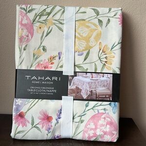 Tahari Tablecloth 60”x 104” Spring Garden Easter Eggs Floral New